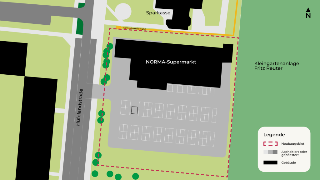 Illustration des Bebauungsplans Nr. 41 in Wolgast für den Neubau eines NORMA-Supermarktes